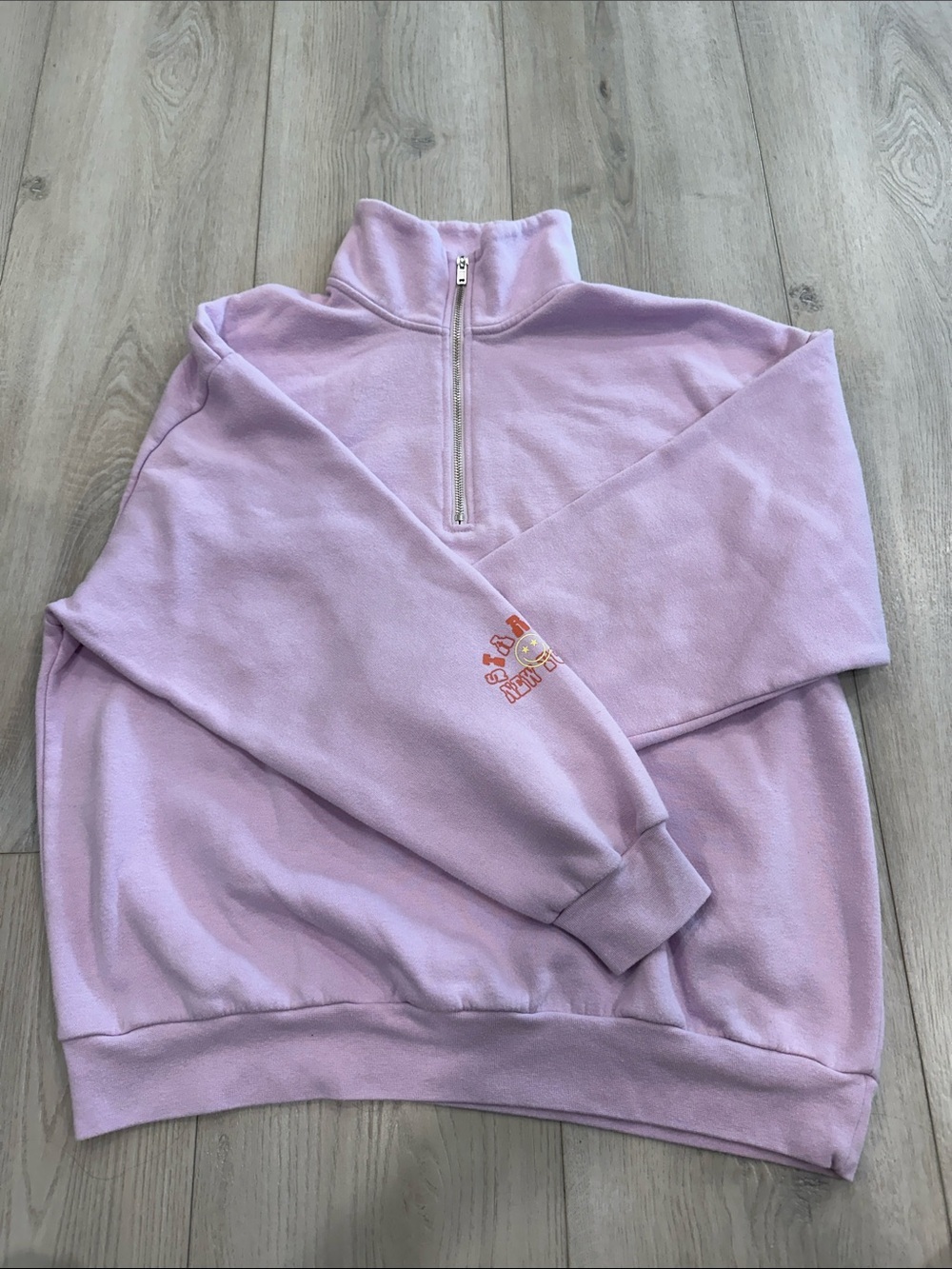 Starfit New York Lavender Quarter Zip Fleece Pullover Sweatshirt Oversized